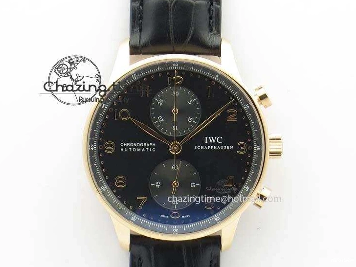 MIROTIME 0301 Portuguese Chrono RG IW371415 ZF 1:1 Best Edition Black Dial On Black Leather Strap A79350 (Slim Movement) FashionForward 7264